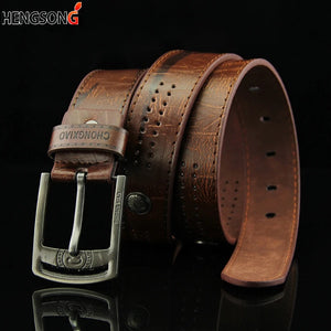 Men Casual Belt Hollow Rivet Punk Belt Wide PU Leather