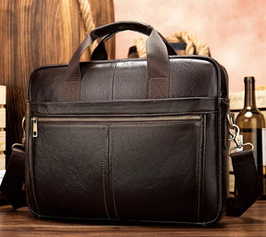 Men's Briefcases Messenger Bag Genuine Leather Laptop Bag