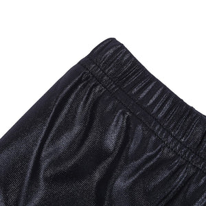 Portuguese Glossy Leggings Black Skinny Elastic Thin Cropped Pants