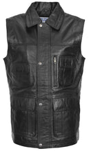 Indlæs billede til gallerivisning Men&#39;s Black Leather Vest
