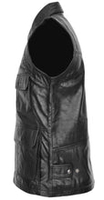 Indlæs billede til gallerivisning Men&#39;s Black Leather Vest
