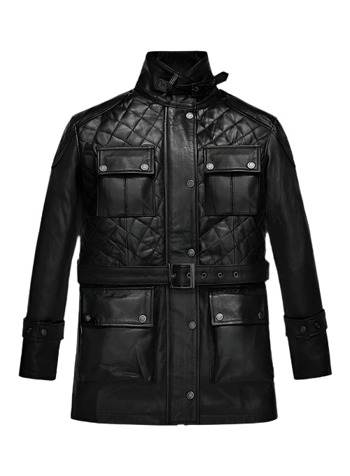 Women's Black Leather Coat Jacket
