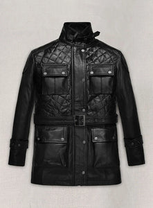 VICTORIA BECKHAM Black Leather Coat Jacket