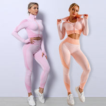 Cargar imagen en el visor de la galería, 3PCS Yoga Set Seamless Sport Set Women Gym Clothing Tracksuit
