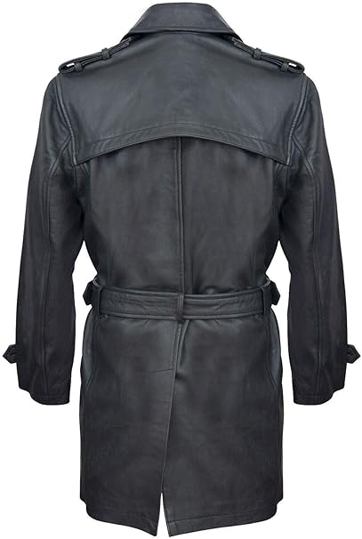 3/4-lange Manteljacke aus echtem, schwarzem Lammleder für Herren