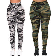 Laden Sie das Bild in den Galerie-Viewer, Camouflage Printed Grey Casual Legging Pants
