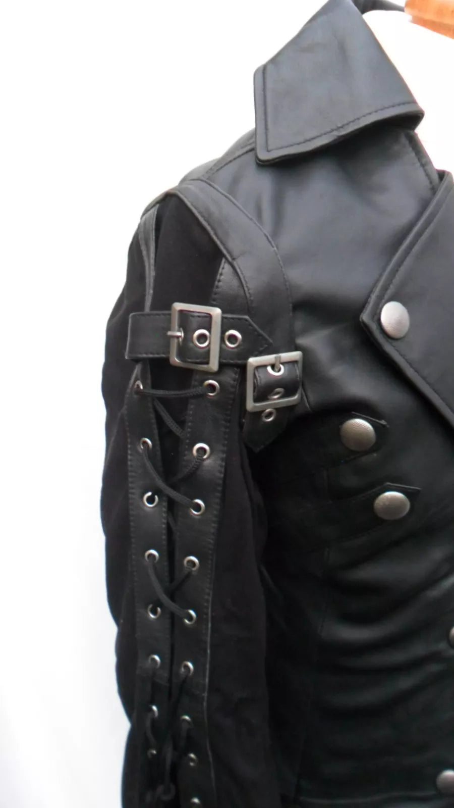 Men's Black Genuine Leather Coat Punk Rock