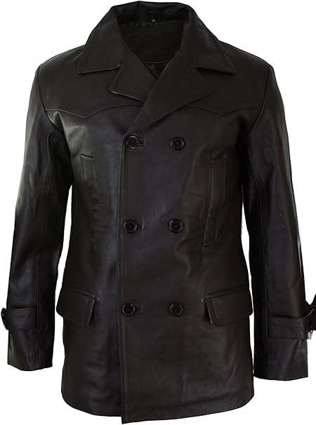 Schwarze Premium-Leder-Brando-Bikerjacke für Herren