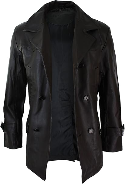 Schwarze Premium-Leder-Brando-Bikerjacke für Herren