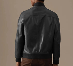 Men's Cow Leather Bomber Jacket