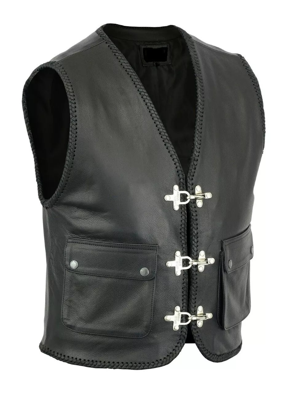 Men's Black Genuine Leather Vest