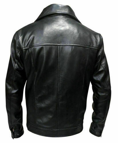 Men's Wide Collar Leather Jacket