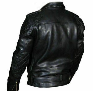 Men's Black Premium Leather Brando Biker Jacket