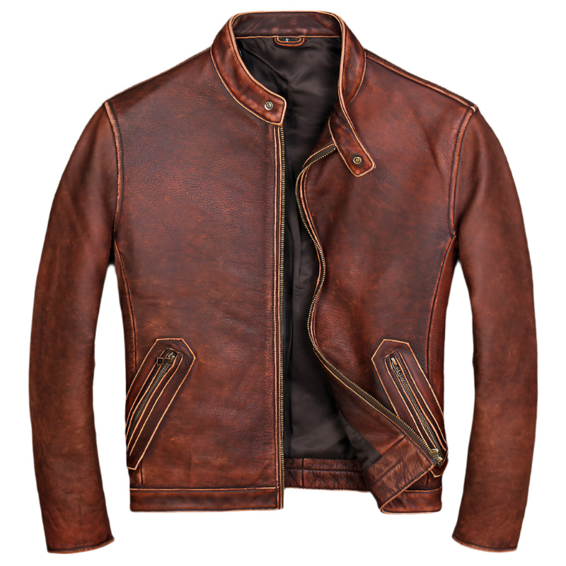 Blouson Biker Homme Noir Brando En Cuir Premium