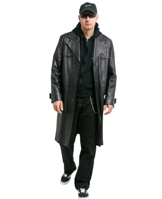 Leather Trench Coat For Men's