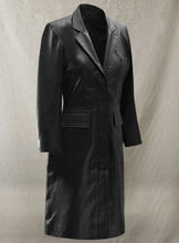 Indlæs billede til gallerivisning MARGOT ROBBIE Black Leather 3/4 Length Coat
