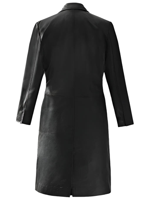 Women's Black Leather 3/4 Length Coat