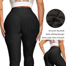 Carica l&#39;immagine nel visualizzatore di Gallery, Women TIK Tok Leggings Bubble Textured Leggings Butt Lifting Yoga Pants Black Amazon Banned
