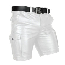 Afbeelding in Gallery-weergave laden, Men&#39;s Genuine Leather Casual Cargo Shorts with Belt
