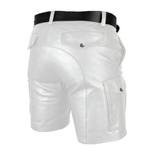 Cargar imagen en el visor de la galería, Men&#39;s Genuine Leather Casual Cargo Shorts with Belt
