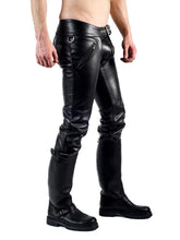 Cargar imagen en el visor de la galería, Men&#39;s Black Genuine Leather Convertible Chaps Pants
