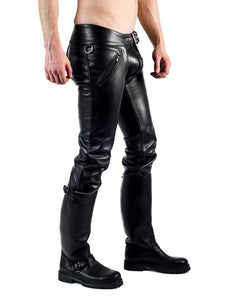 Men's Black Genuine Leather Convertible Chaps Pants
