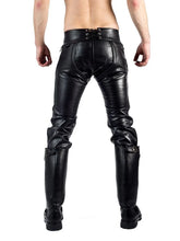 Cargar imagen en el visor de la galería, Men&#39;s Black Genuine Leather Convertible Chaps Pants
