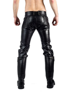 Men's Black Genuine Leather Convertible Chaps Pants