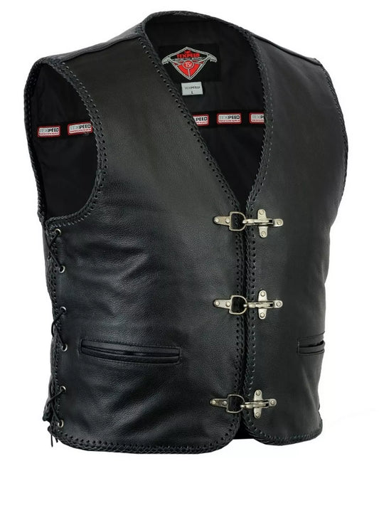 Gilet Homme Noir En Cuir Véritable