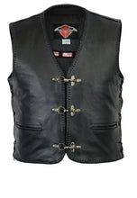 Carica l&#39;immagine nel visualizzatore di Gallery, Men&#39;s Black Genuine Leather Laced Vest
