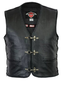 Men's Black Genuine Leather Laced Vest