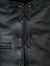 Carica l&#39;immagine nel visualizzatore di Gallery, Men&#39;s Black Genuine Leather Laced Vest
