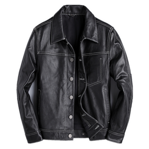 Schwarze Premium-Leder-Brando-Bikerjacke für Herren