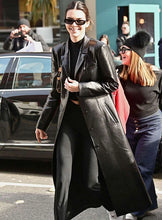 Load image into Gallery viewer, KENDALL JENNER Black Leather Long Coat Trench
