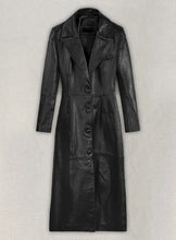 Indlæs billede til gallerivisning KENDALL JENNER Black Leather Long Coat Trench
