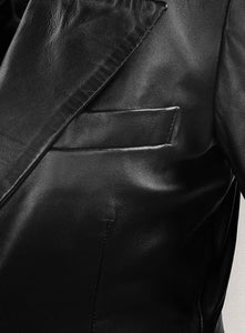 KENDALL JENNER Black Leather Long Coat Trench