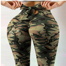 Cargar imagen en el visor de la galería, Bow Knot Cutout Skinny Camouflage Print High Waisted Belly Lifting
