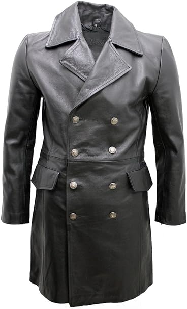 Men's Leather Double Breasted Coat Jacket