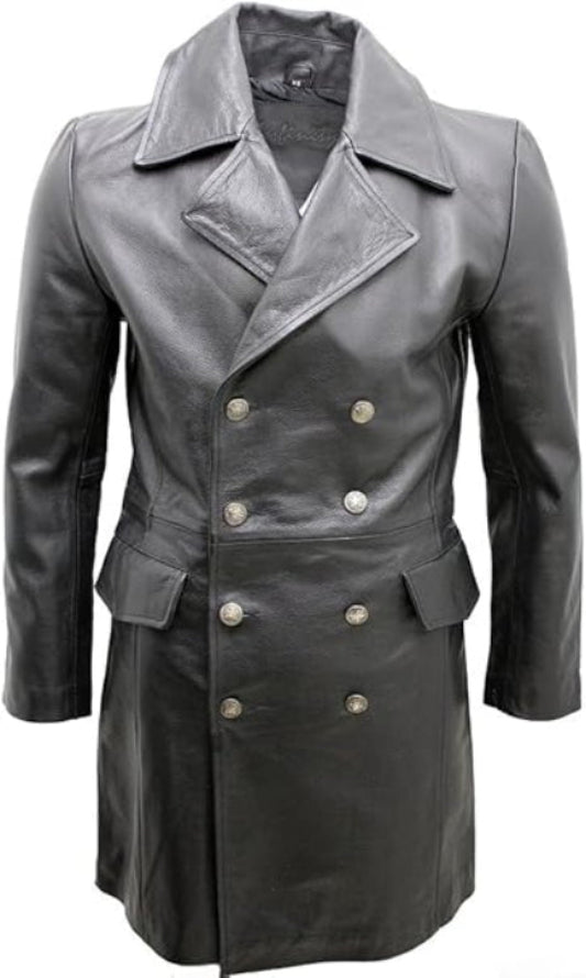 Schwarzer Herren-Blazer aus echtem Leder