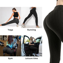 Carica l&#39;immagine nel visualizzatore di Gallery, Women TIK Tok Leggings Bubble Textured Leggings Butt Lifting Yoga Pants Black Amazon Banned
