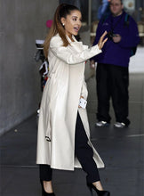 Load image into Gallery viewer, ARIANA GRANDE Off White Leather Long Coat Trench
