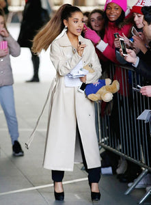 ARIANA GRANDE Off White Leather Long Coat Trench