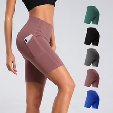 Lataa kuva Galleria-katseluun, High Waist Fitness Gym Workout Leggings With Pockets Athletic Yoga Pants Slim Hips Lifting Pants
