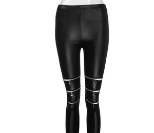 Women Fashion High Zippers Leggings