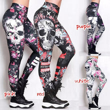 Cargar imagen en el visor de la galería, Women&#39;s Fashion Skull Witch Print Leggings
