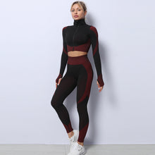 Cargar imagen en el visor de la galería, 3PCS Yoga Set Seamless Sport Set Women Gym Clothing Tracksuit
