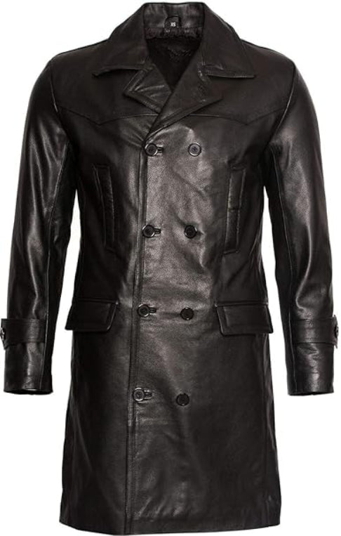 Men's Leather Double Breasted Coat