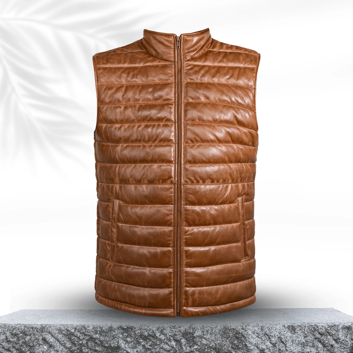 Men's Brown Genuine Lambskin Puffer Vest