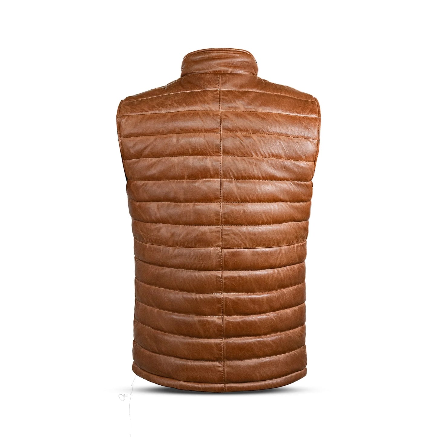 Men's Brown Genuine Lambskin Puffer Vest