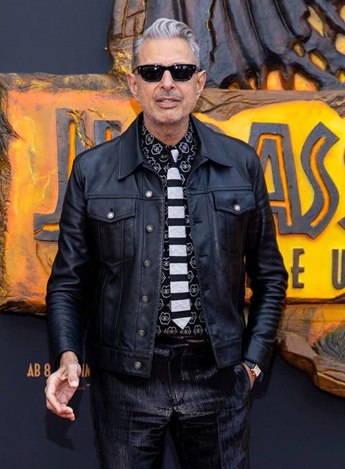 JEFF GOLDBLUM Black Leather Jacket